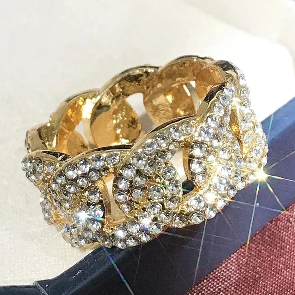 💎Crystal Zircon Hip Hop Iced Out 18K Gold Plated Mens Diamond UNVN12381 - Picture 5 of 11